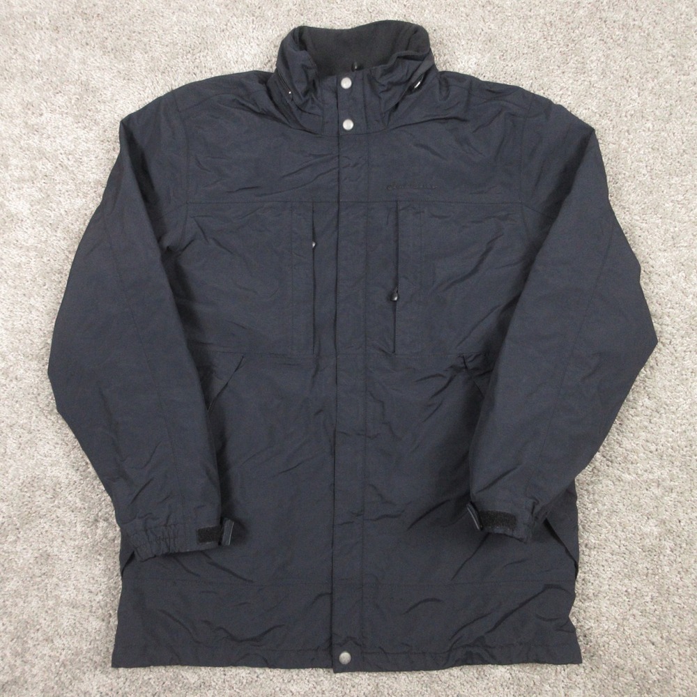 Eddie Bauer Jacket Mens Medium Black Weather‎ Edge Ski Coat Mountain Winter Snow